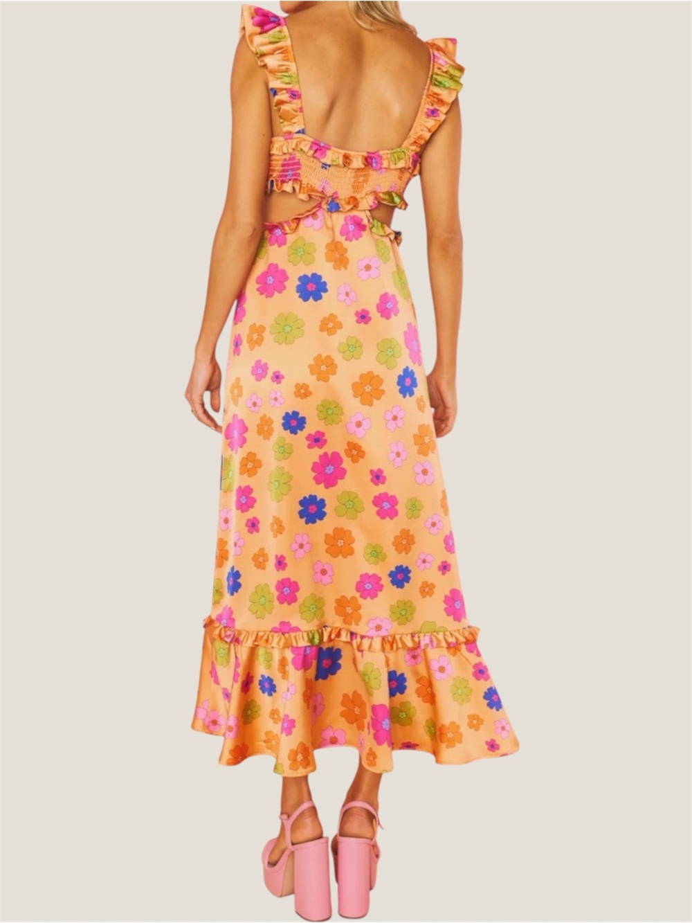 Show Me Your Mimi Poppin Poppy Orange Lane Floral Midi Dress - Picture 2 of 10